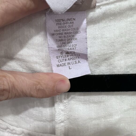 Match Point Women ¾ Sleeve Linen Tunic Blouse Asymmetric L Lagenlook Minimalist - Picture 3 of 7